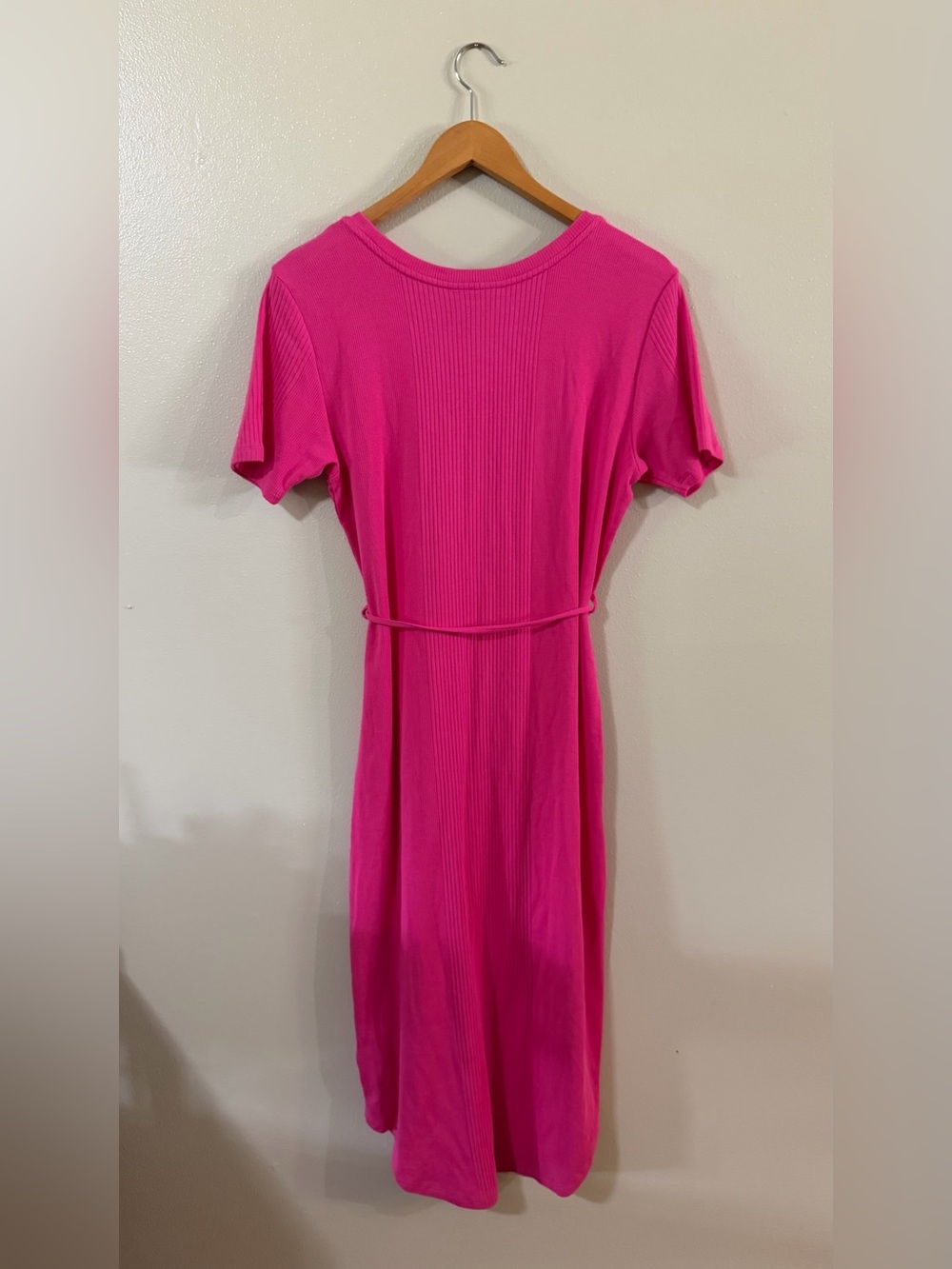 Saturday/Sunday NWT Ribbed Hot Pink Pima Cotton Midi Dress - Picture 10 of 10